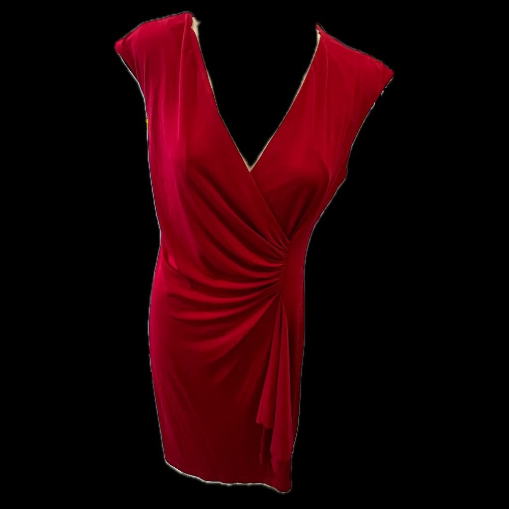 Red Connected V-Neck Sheath Dress